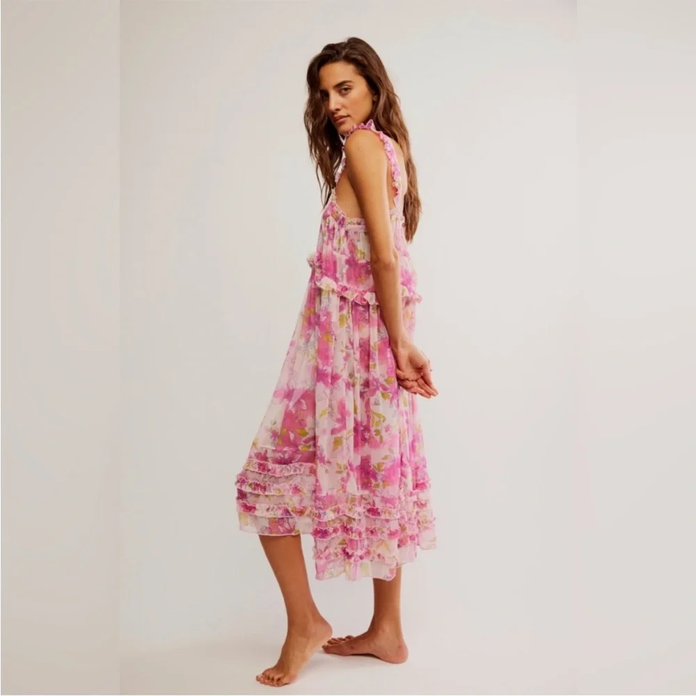 Free People Moon Phase Printed Midi Dress in Pop Combo